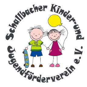 Aufschrift im Kreis Schallbacher Kinder- und Jugendförderverein e.v. mit Bild ein Junge und ein Mädchen