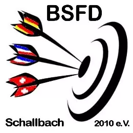 Zielscheibe mit drei Pfeilen mit Aufschrift BSFD Schallbach