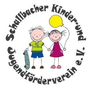 Aufschrift im Kreis Schallbacher Kinder- und Jugendförderverein e.v. mit Bild ein Junge und ein Mädchen