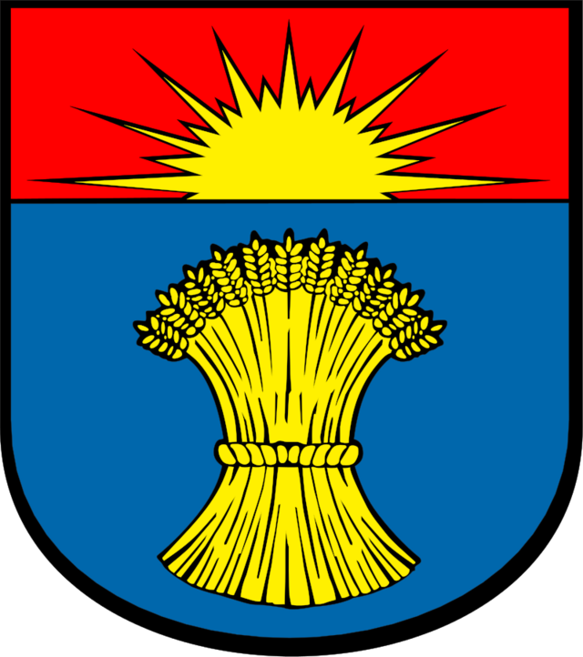 Logo Binzen blau/rot mit gelben Elementen